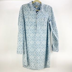 Lucky Brand Ikat Aztec Chambray Shirt Dress Size L